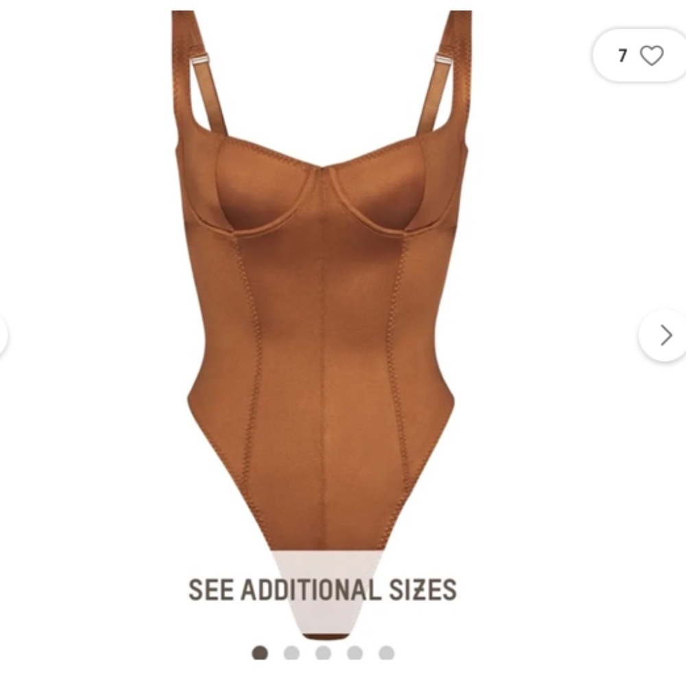 Skims Stretch Satin Bodysuit in Bronze Small Copper Orange Fall silky bustier
